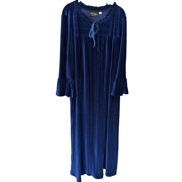 Bob Mackie Wearable Art Blue Ribbed Velvet Robe Size 2X Loungewear Nightgown - Picture 1 of 9